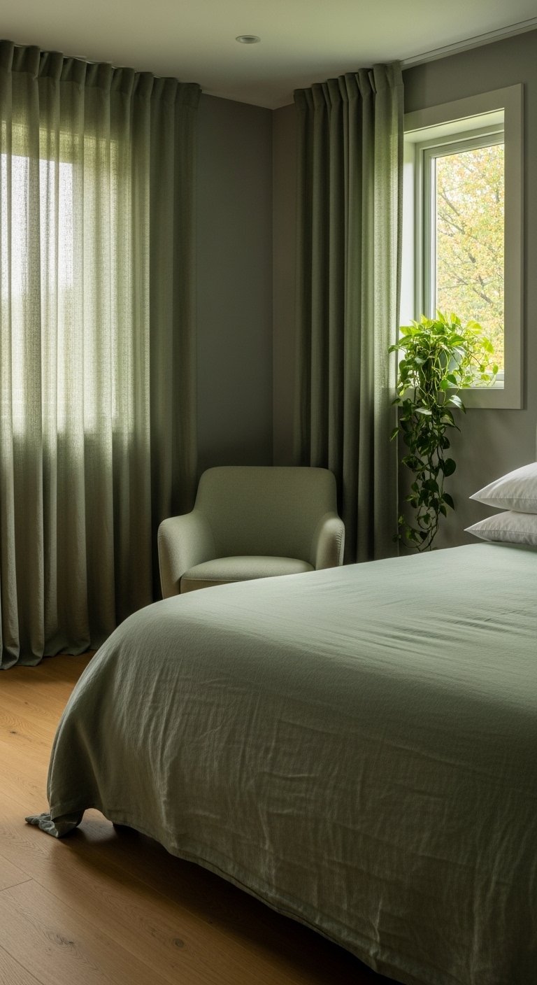 Gray and Green Bedroom