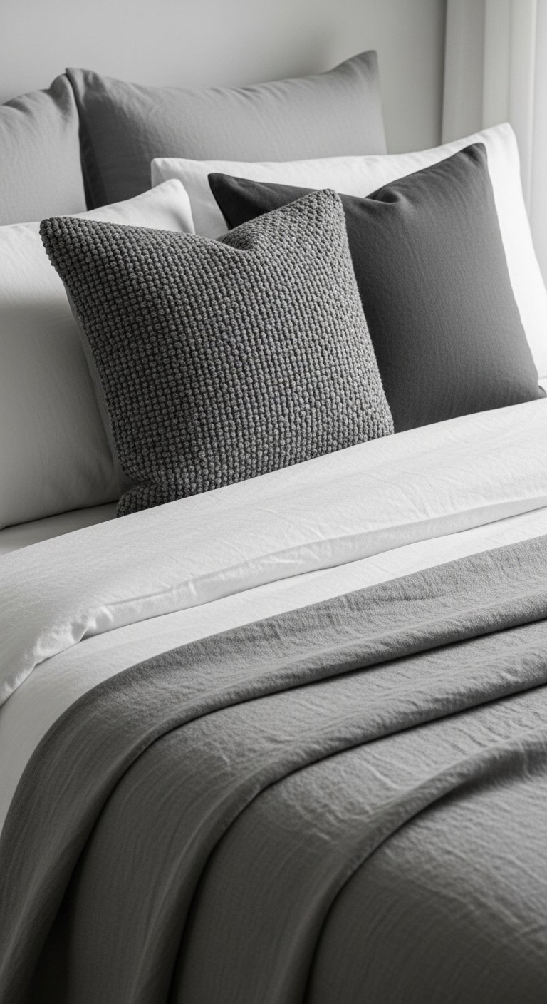 Gray and White Bedding Layers