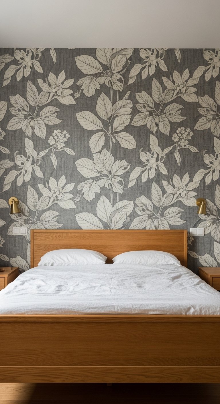 Gray with Wallpaper Accent Wall