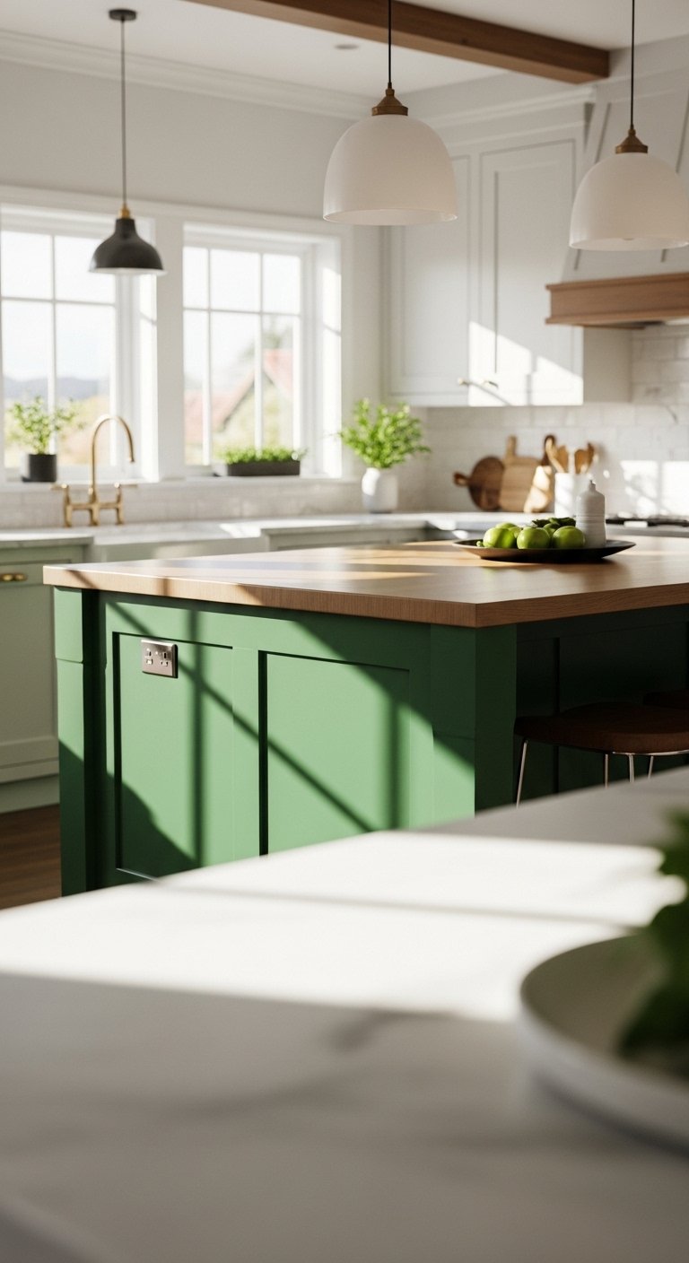 Green Kitchen Island