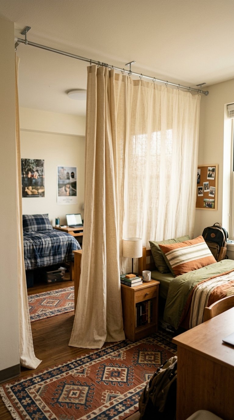 Hang Curtains to Divide Your Space