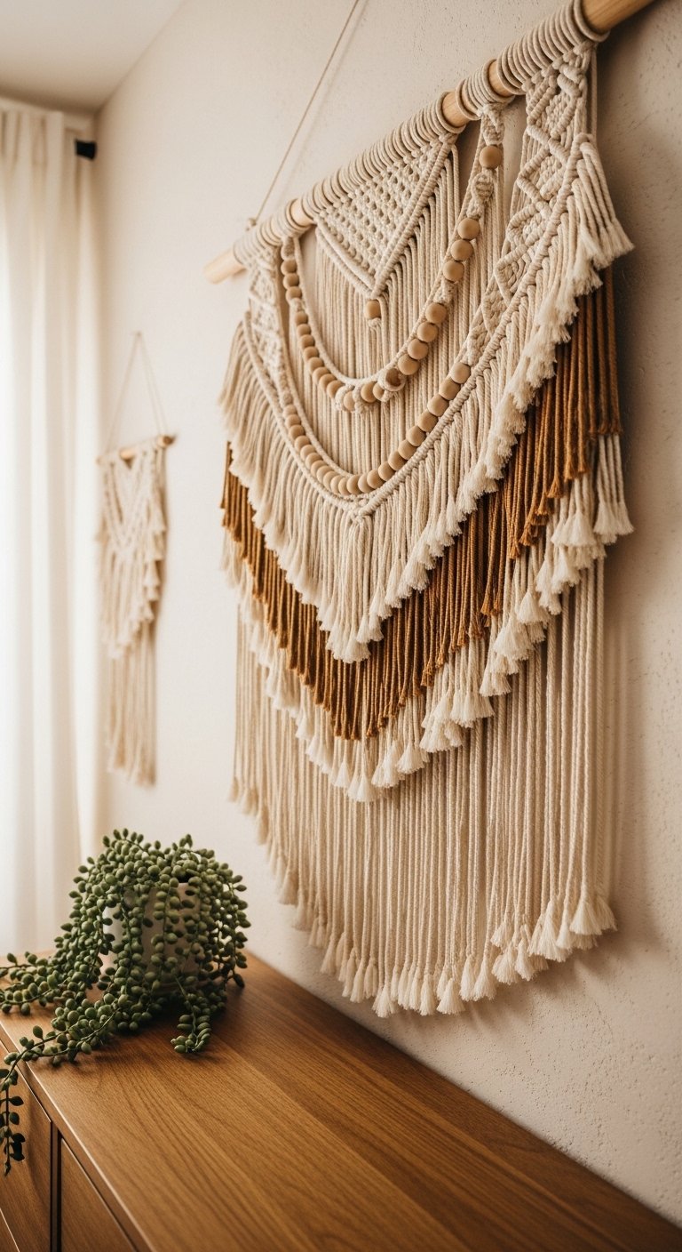 Hang Fabric Wall Art or Macrame