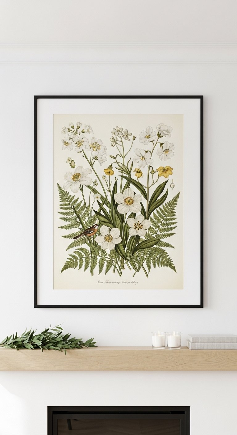 Hang a Botanical Print Above the Fireplace