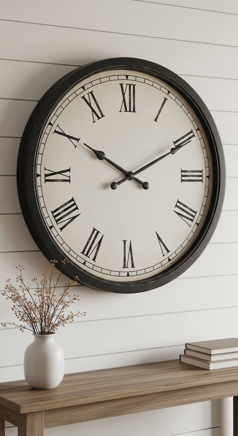 Include a Farmhouse-Style Clock as a Focal Accent