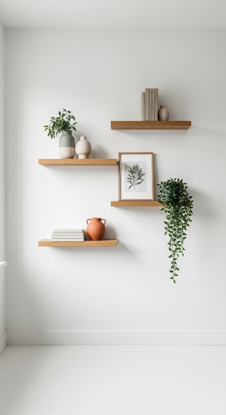 Install Floating Shelves Instead of Bookshelves