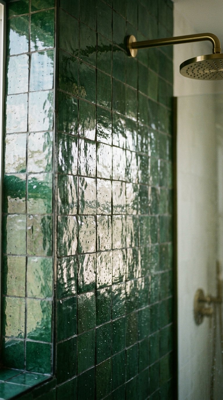Install Green Zellige Tile in the Shower
