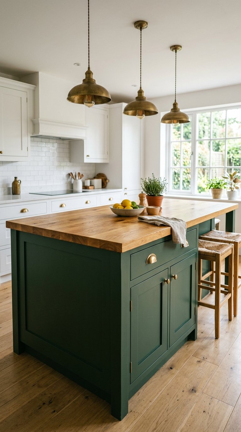 Install a Painted Island With Oak Countertop