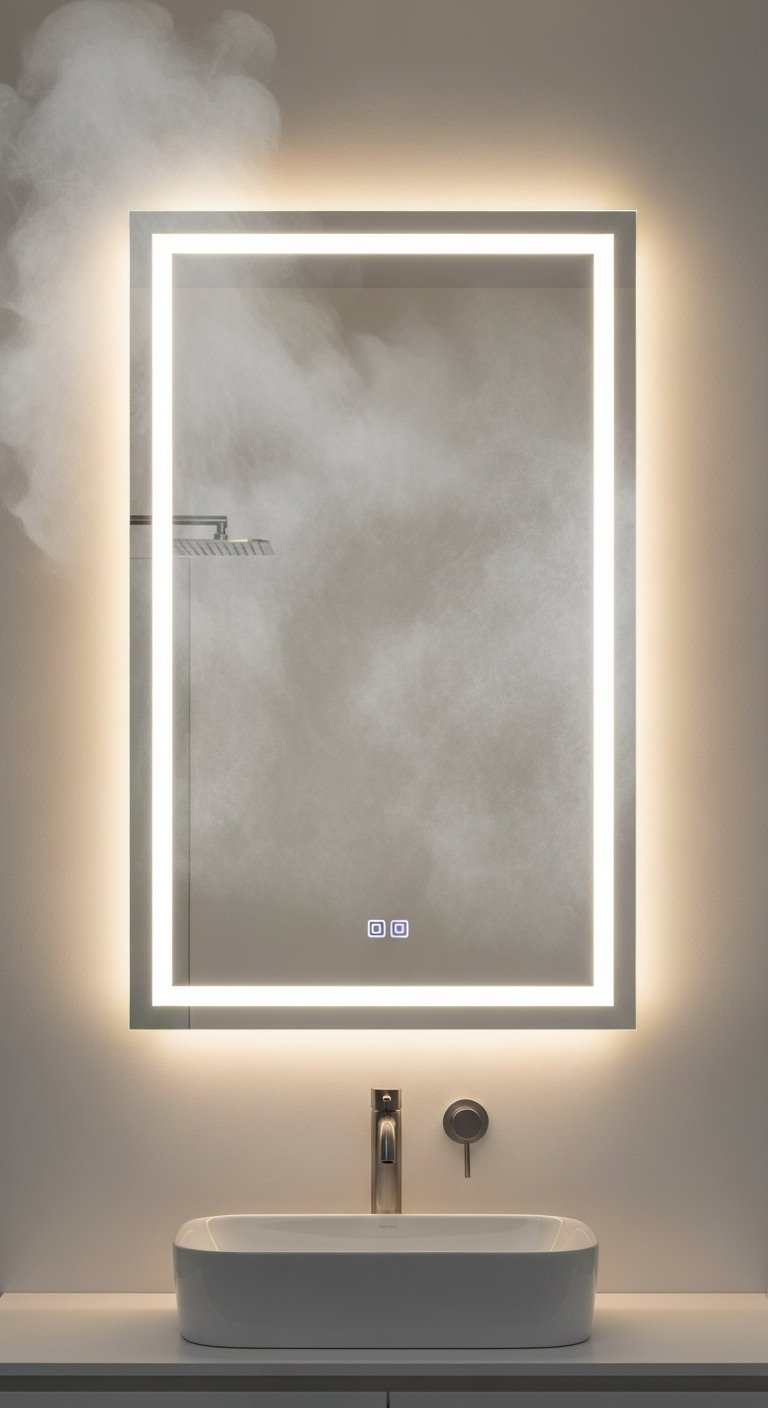 Integrated Mirror Light With Demister Pad