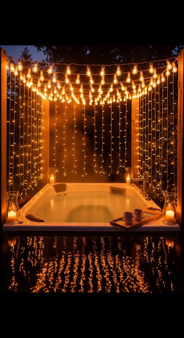 Jacuzzi Under String Lights
