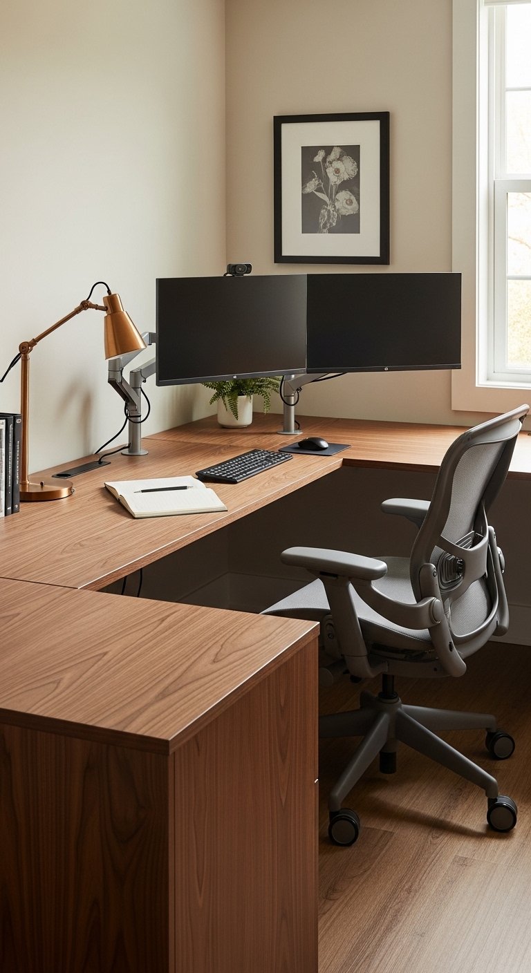 L-Shaped Corner Desk for Maximum Surface Area