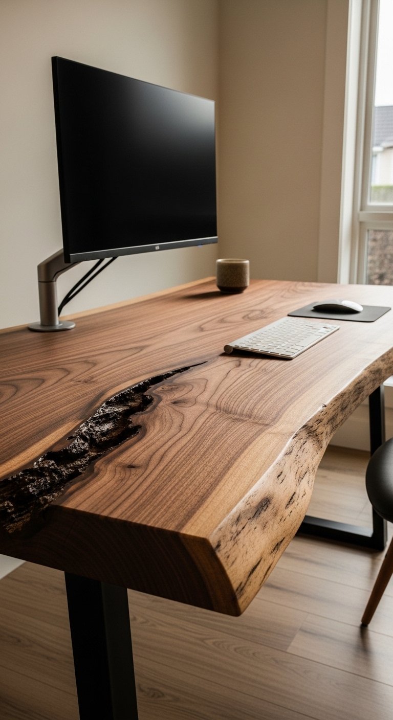 Live Edge Wood Slab Desk