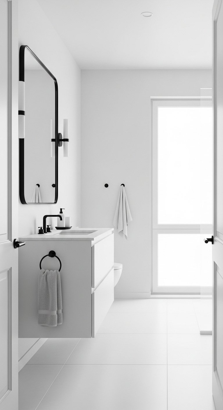 Minimalist White Space with Black Details
