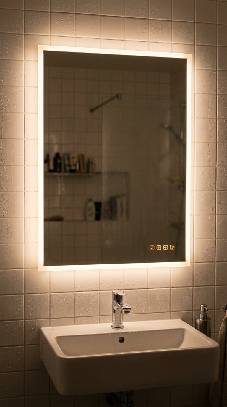 Mirror Cabinet with Integrated Lighting and Demister