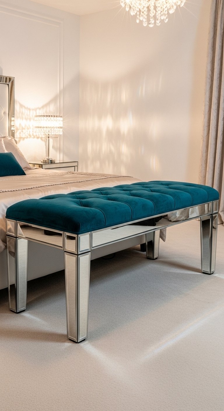 Mirrored Bench for Glam Bedrooms