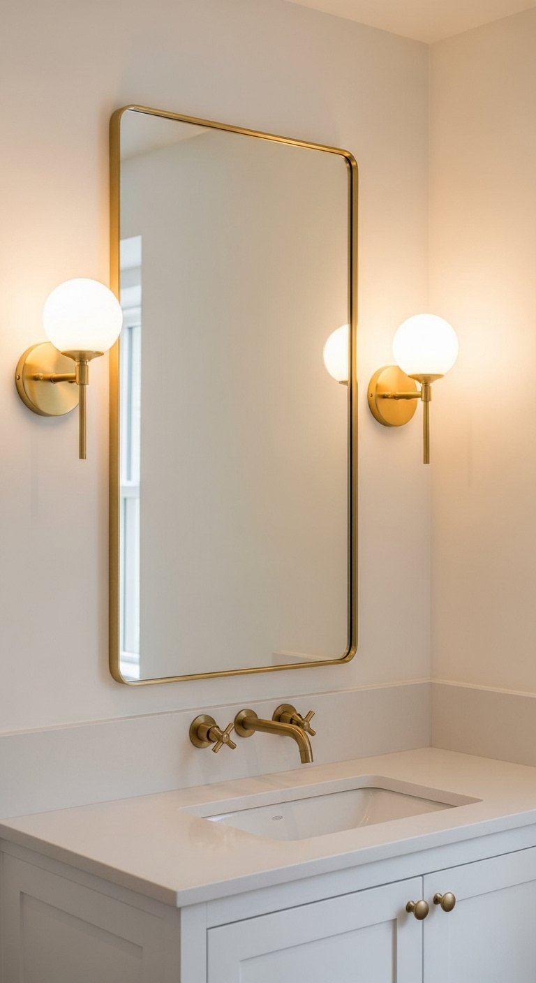 Mount Sconce Lights Either Side of the Mirror