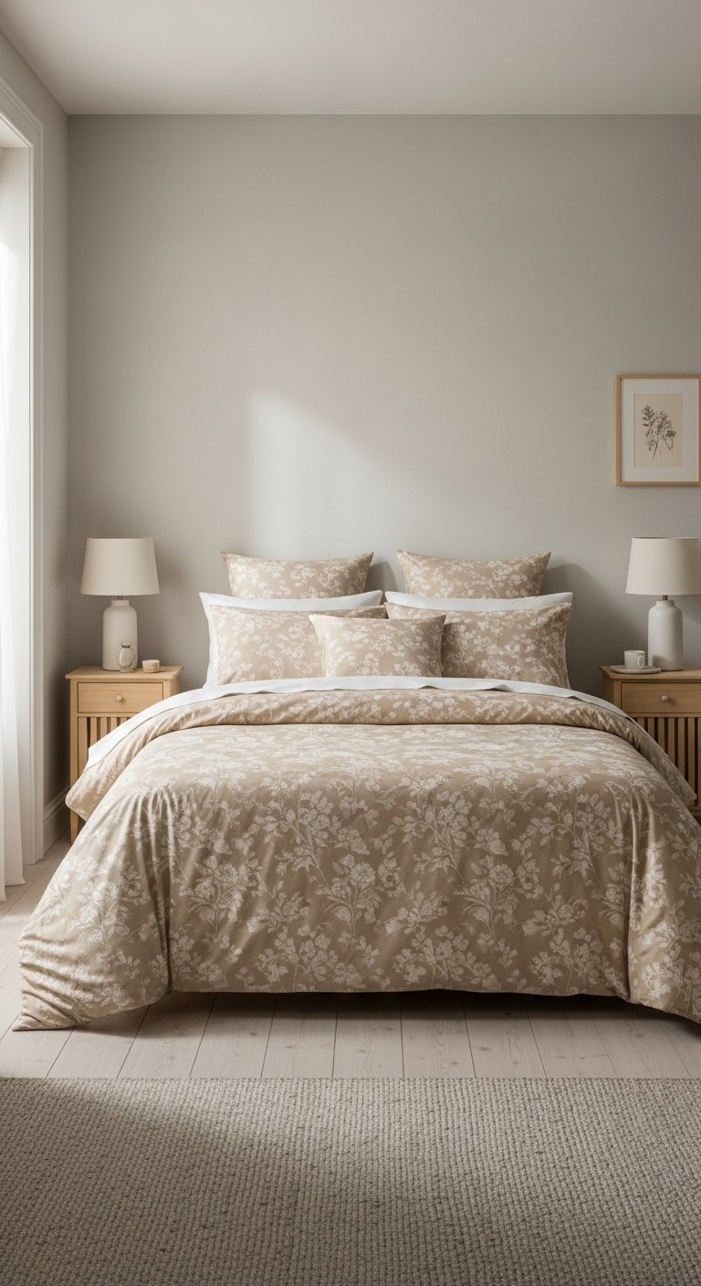 Neutral Floral Bedding