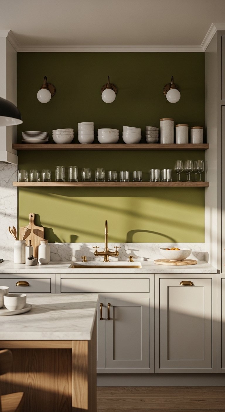 Olive-Toned Accent Walls