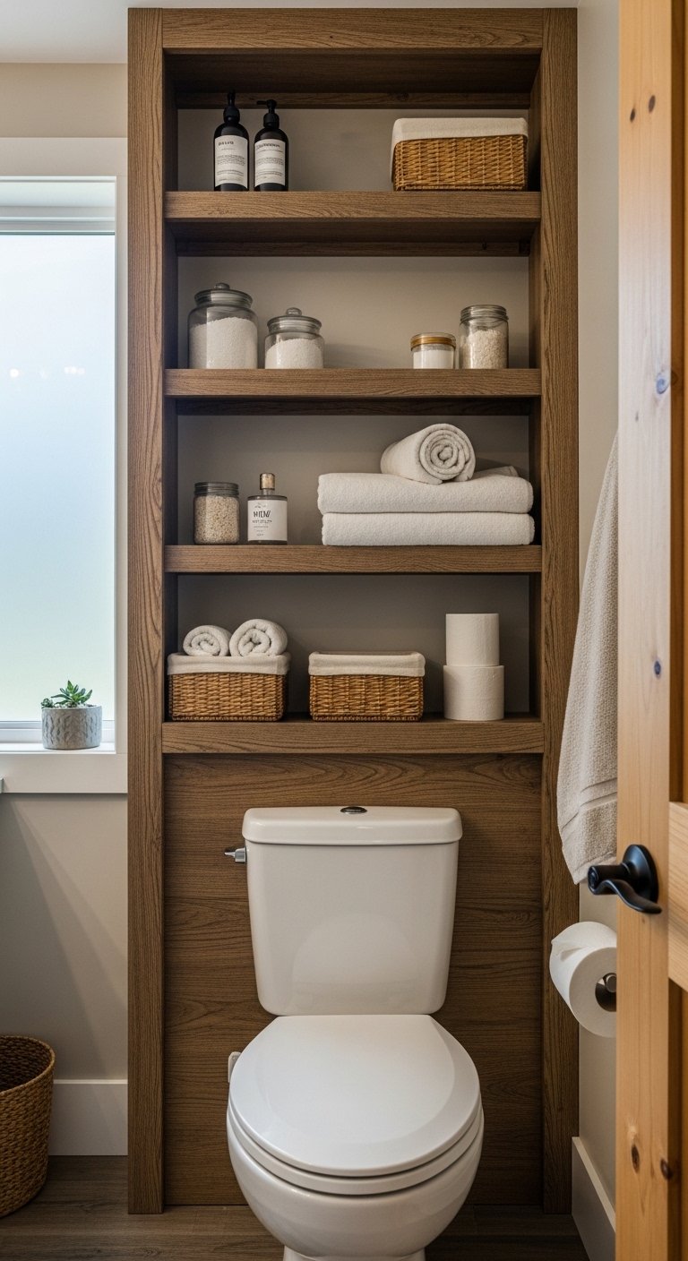 Over-the-Toilet Shelving for Free Space

