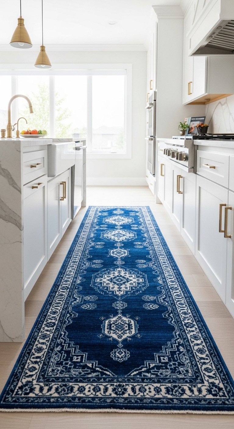 Overdyed Blue Persian Runner
