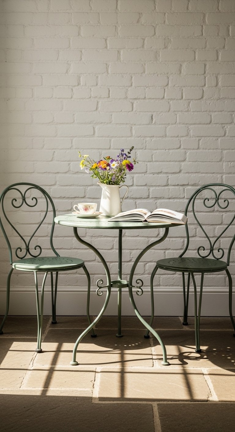 Painted Garden Furniture Brought Indoors
