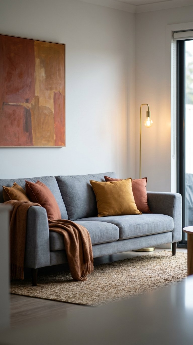 Pair a Gray Sofa With Warm Accent Tones