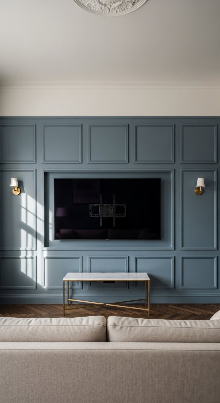 Paneled Wainscoting TV Wall
