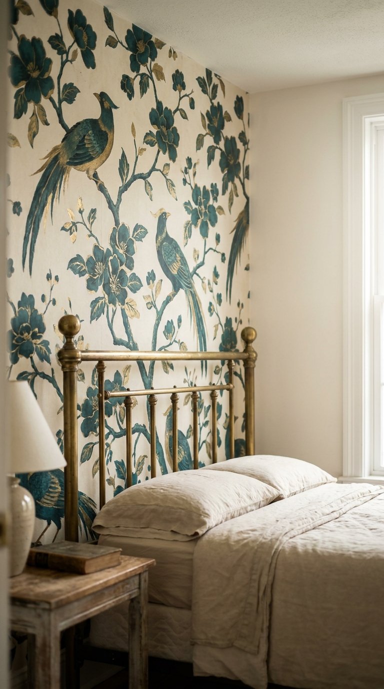 Patterned Wallpaper on One Wall