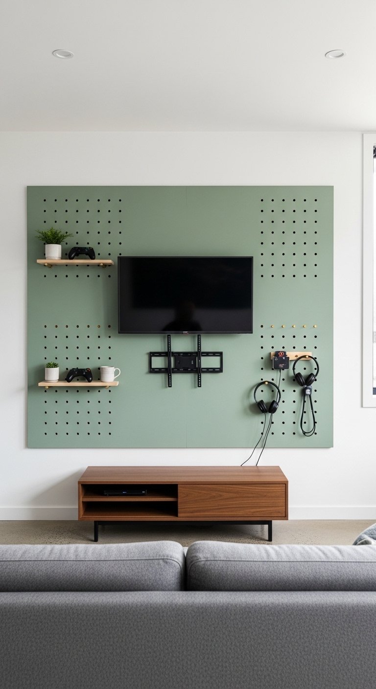 Pegboard TV Wall