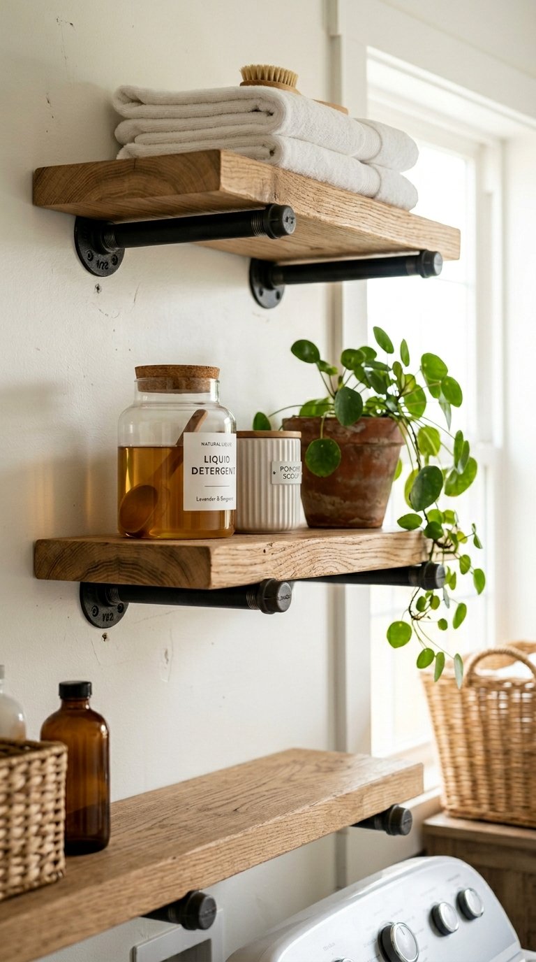 Pipe and Wood Shelves