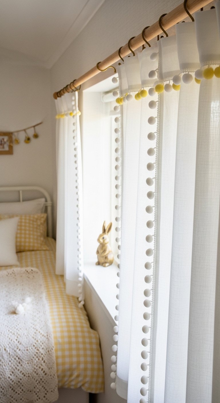 Pom-Pom Trim Curtains