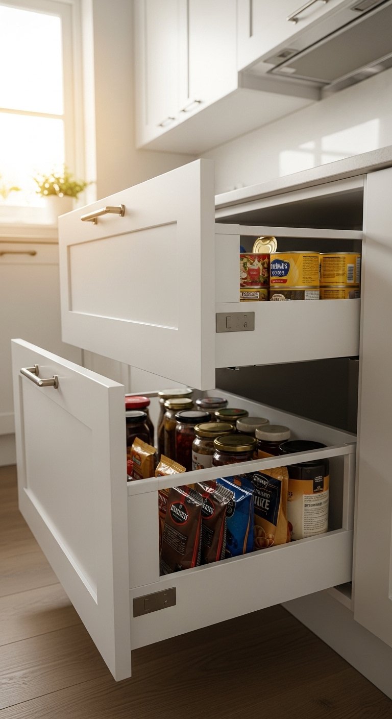 Pull-Out Drawers Instead of Deep Shelves