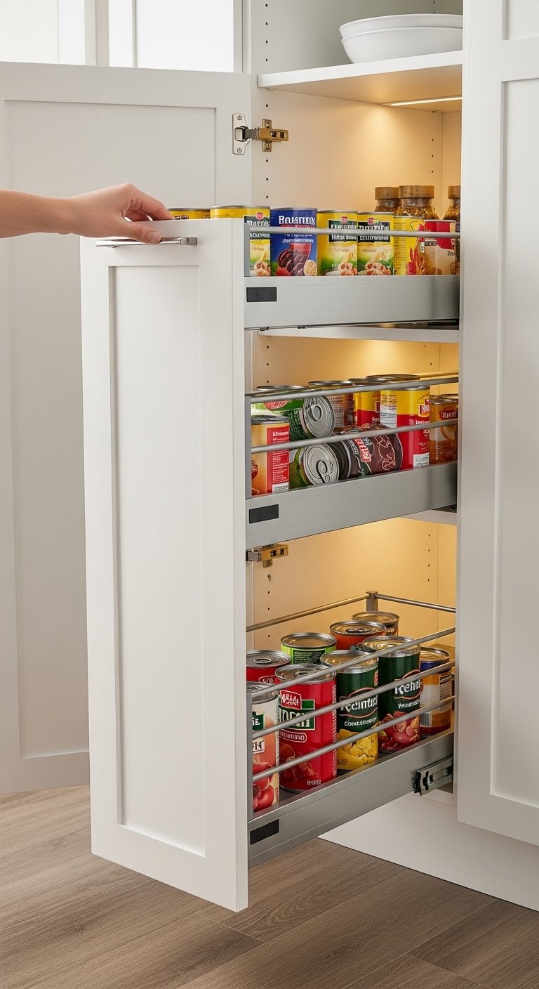 Pull-Out Drawers or Sliding Shelves