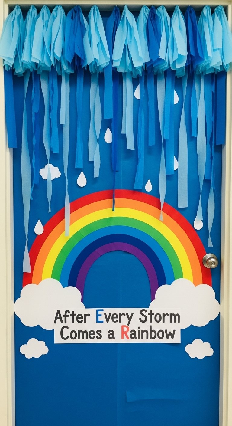 Rain and Rainbow Welcome Door