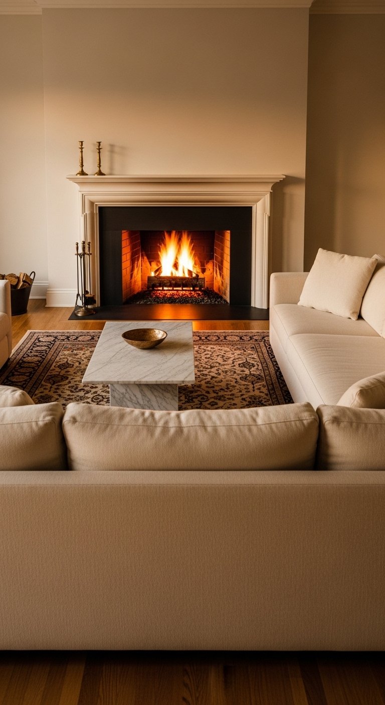 Sectional Facing the Fireplace