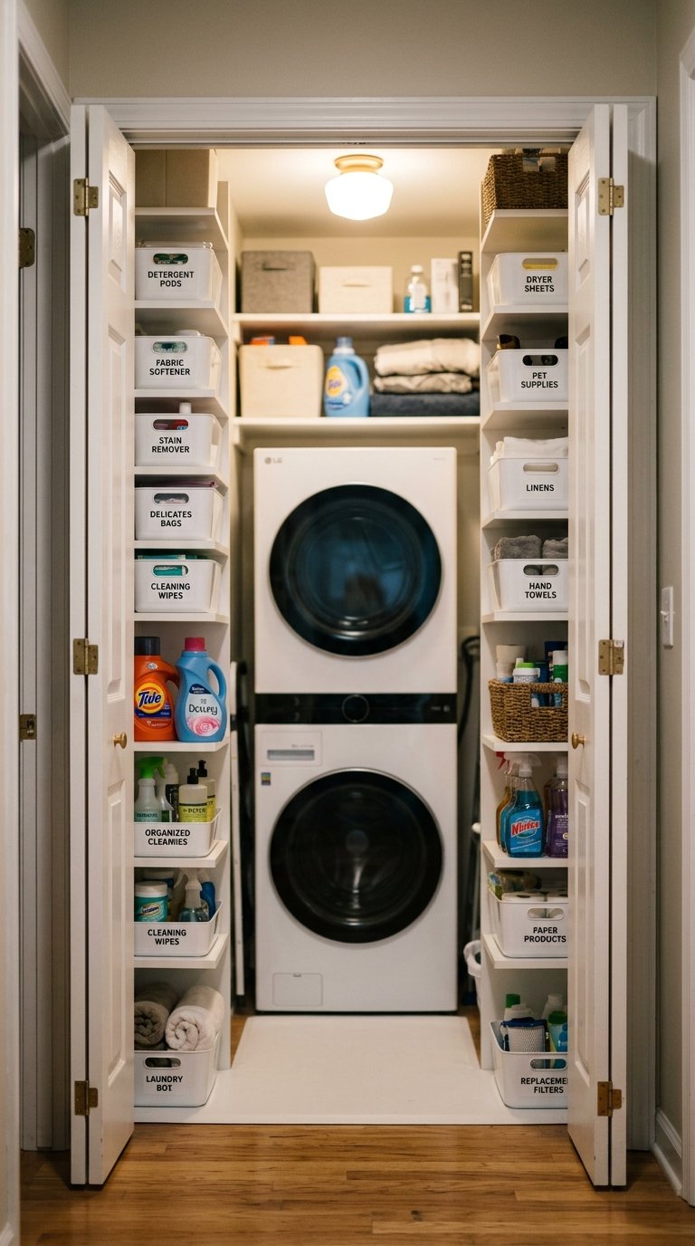 Shelves Inside a Laundry Closet