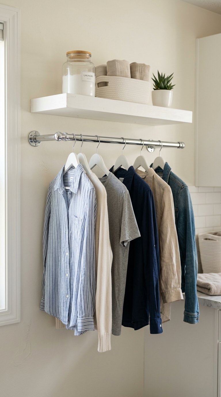 Shelves with a Hanging Rod Below