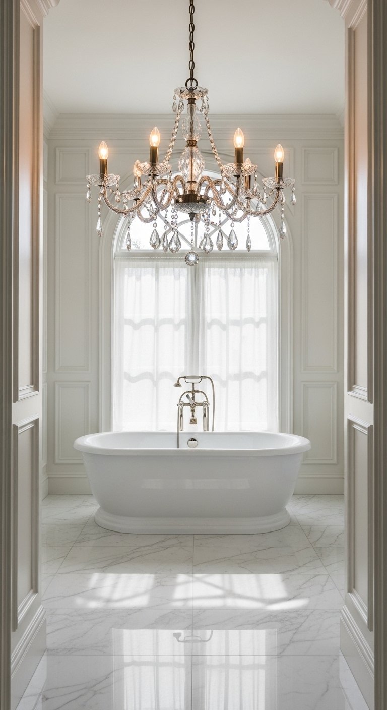 Statement Chandelier for a Luxury Bathroom