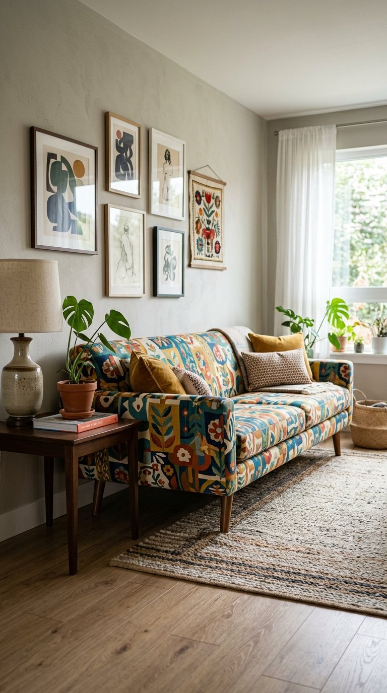 Statement Printed Fabric Sofa