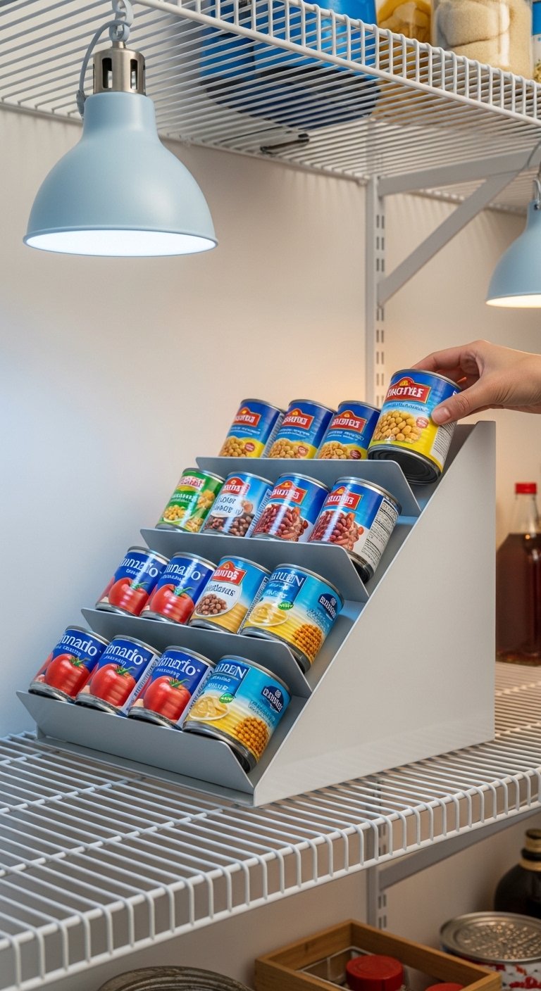 Store Canned Goods on a Tiered Rack