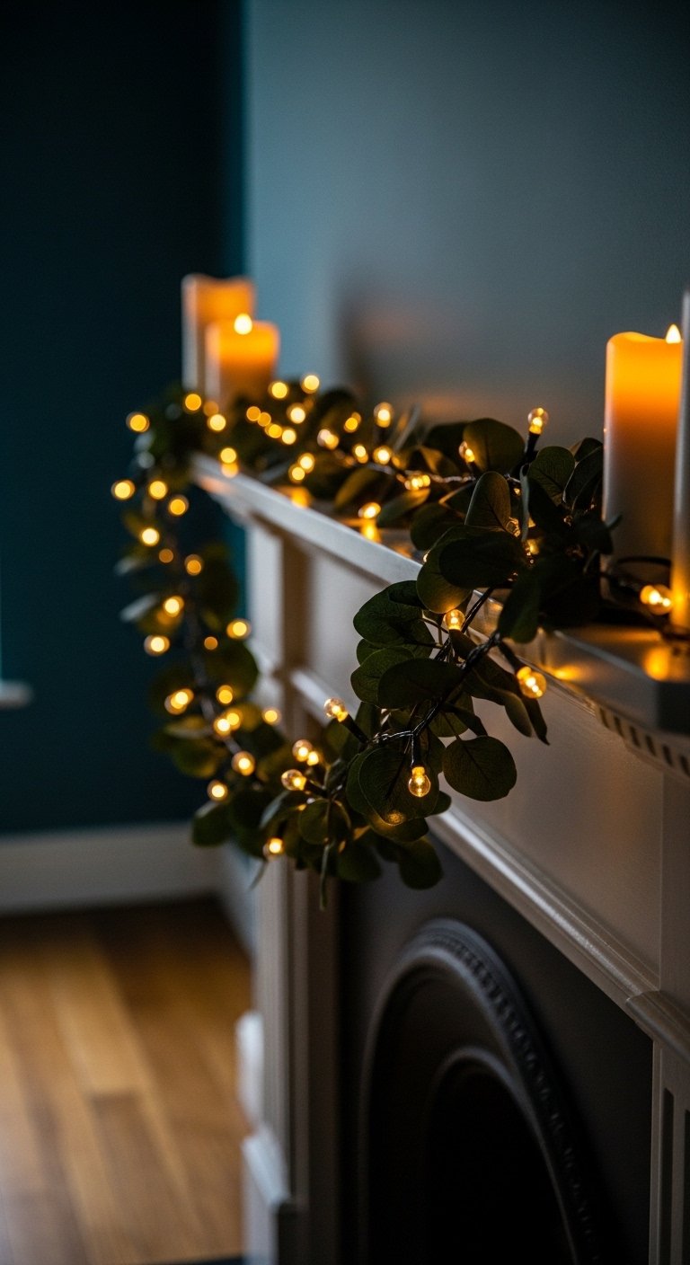 String Fairy Lights Along the Mantel