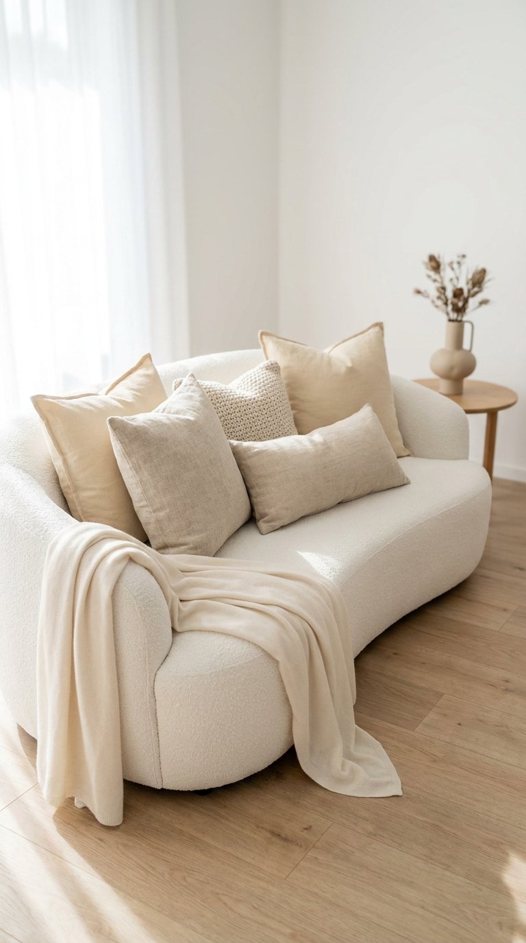 Style a White Sofa With Layered Neutral Cushions