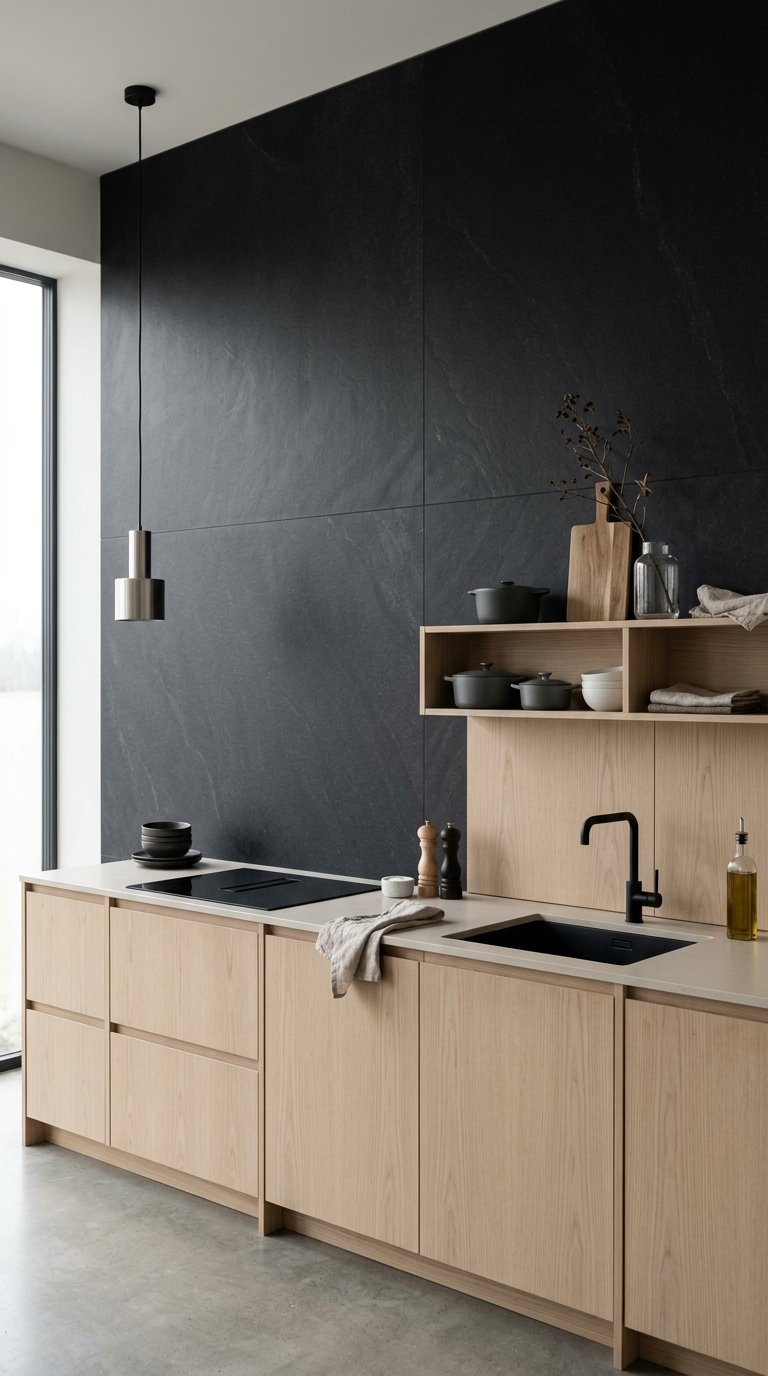 The Basalt Stone Kitchen Wall