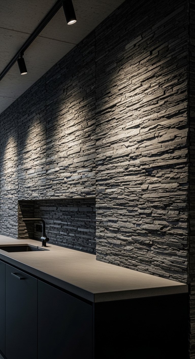 The Dark Schist Stone Wall