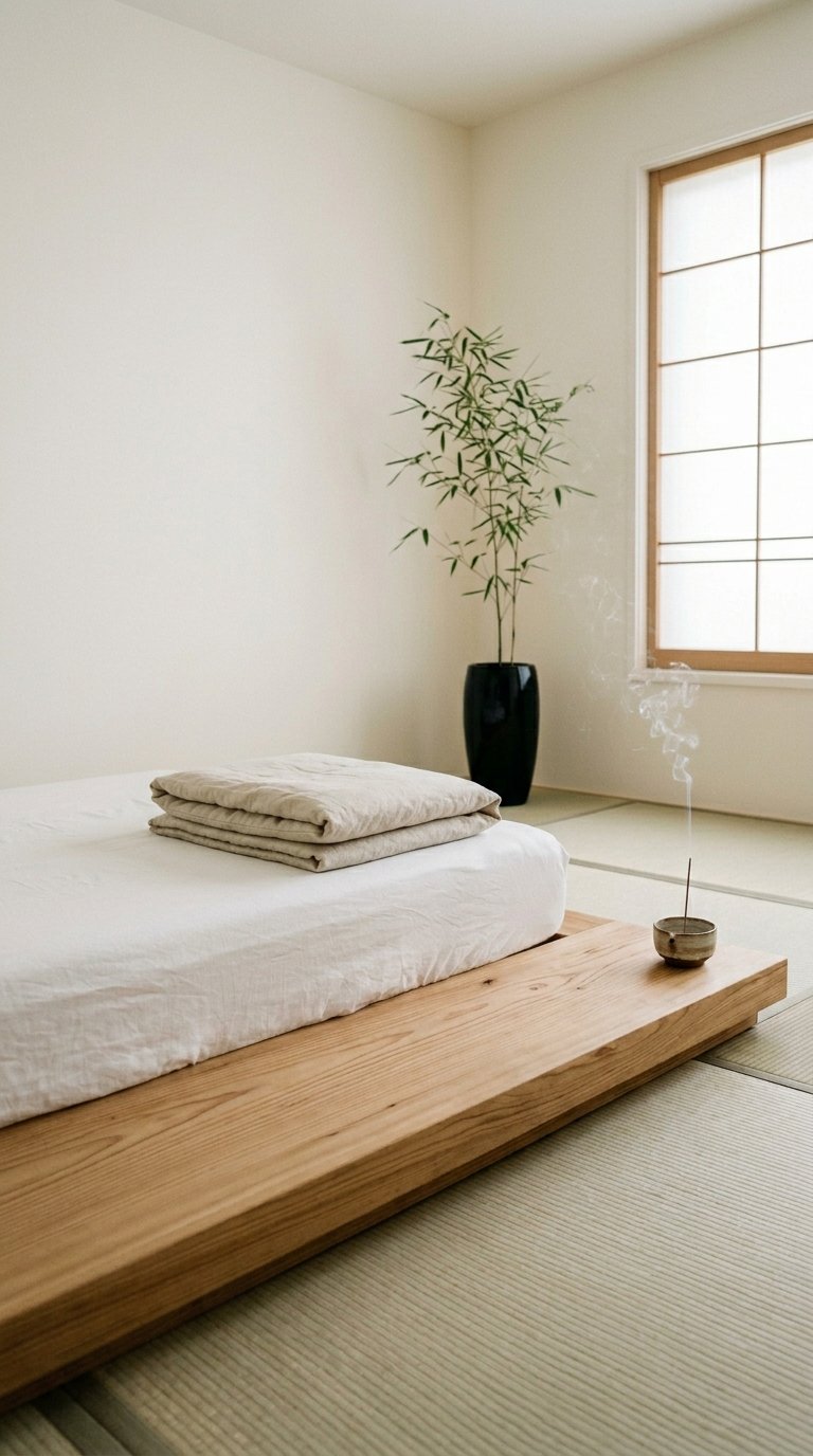The Japanese-Inspired Low Wooden Bed