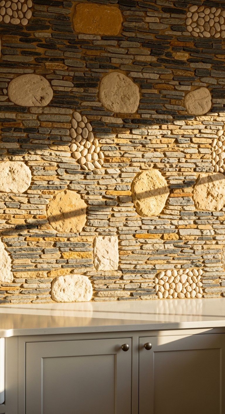 The Mixed Stone Mosaic Kitchen Wall