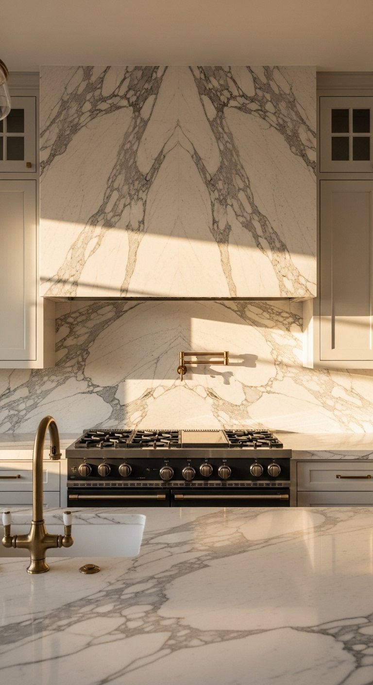 The Stone Slab Backsplash Kitchen