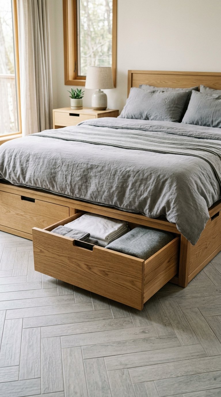 The Storage Bed With Wooden Drawers