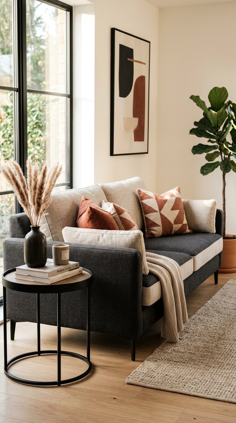 Two-Tone Upholstered Sofa