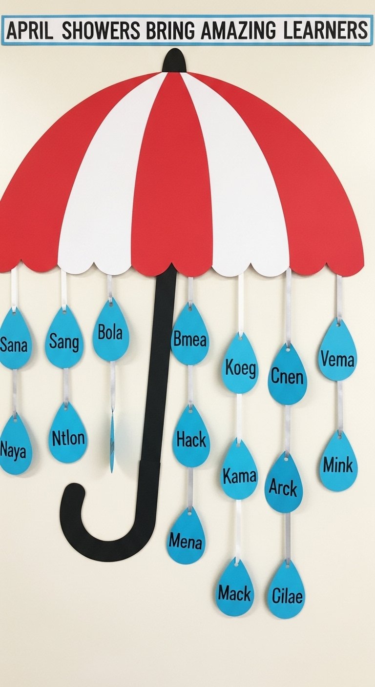 Umbrella and Raindrops Name Display