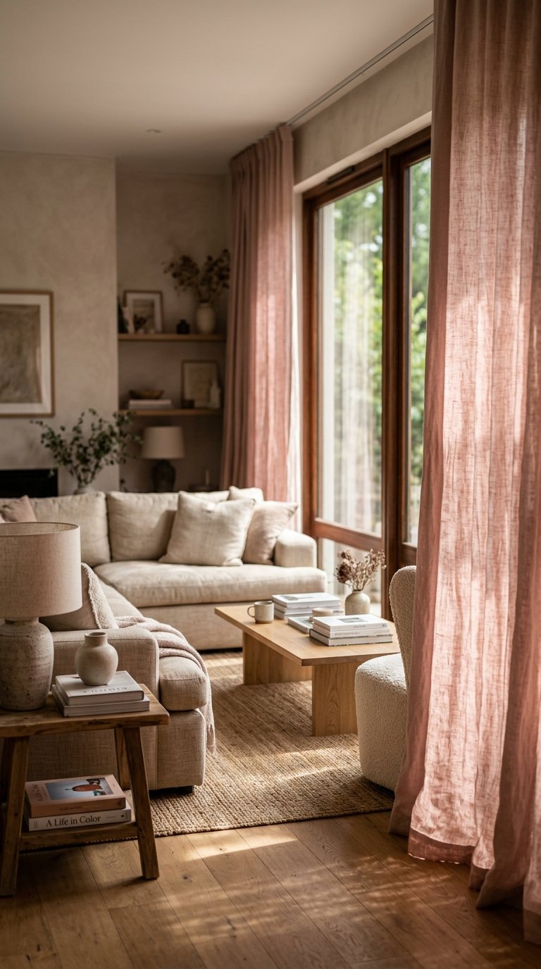 Use Blush Pink Linen Curtains
